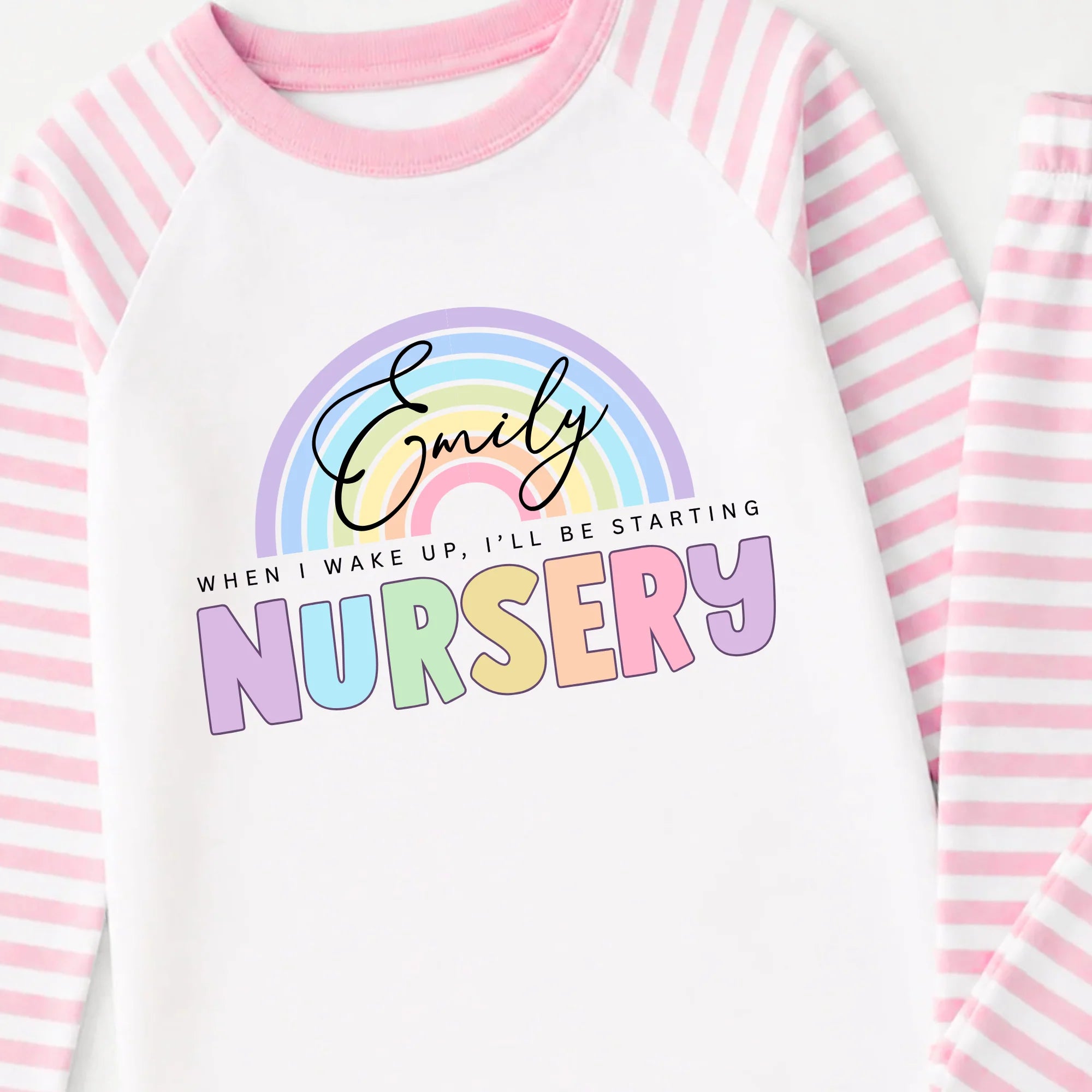 BACK TO SCHOOL - RAINBOW PINK STRIPE PJYAMAS