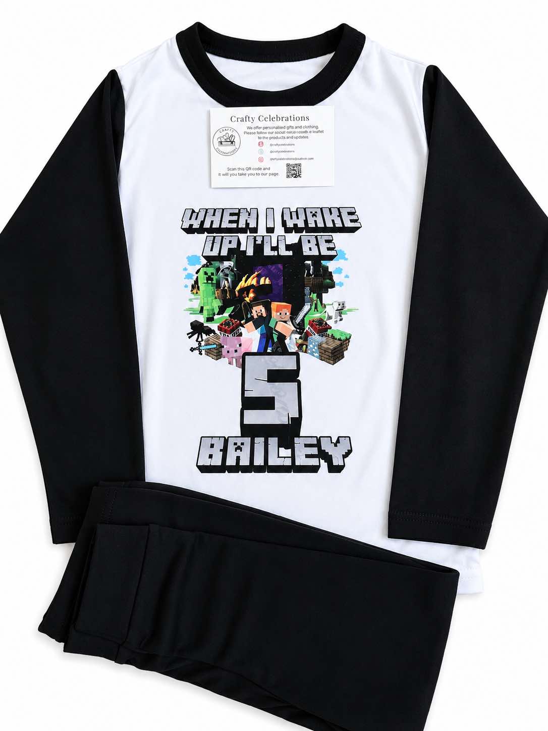 "WHEN I WAKE UP I'LL BE..." MINECRAFT PYJAMAS