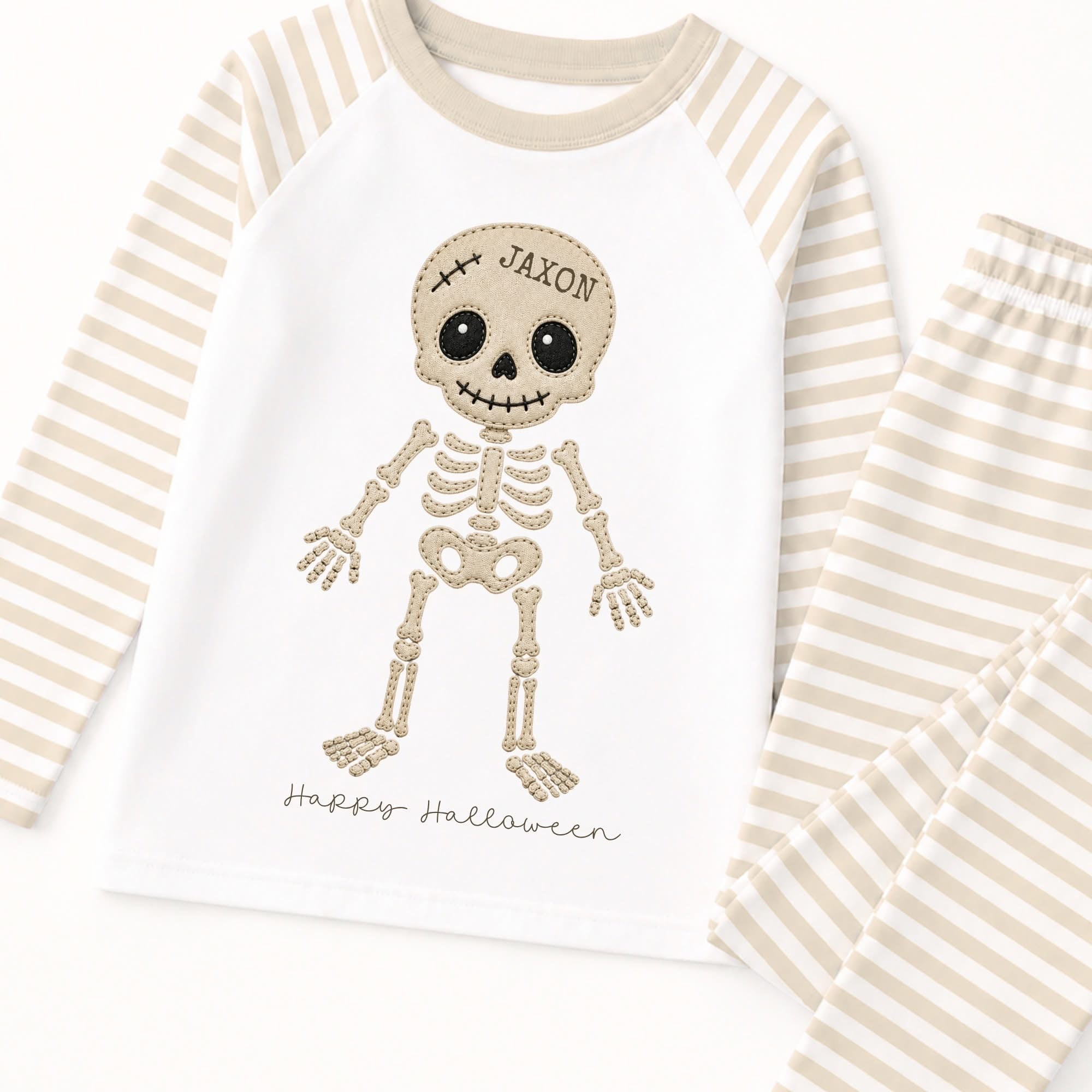Halloween Skeleton Embroidered Pyjamas