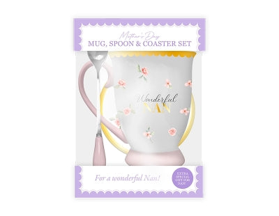 "Wonderful Nan" Mug, Spoon & Coaster Set