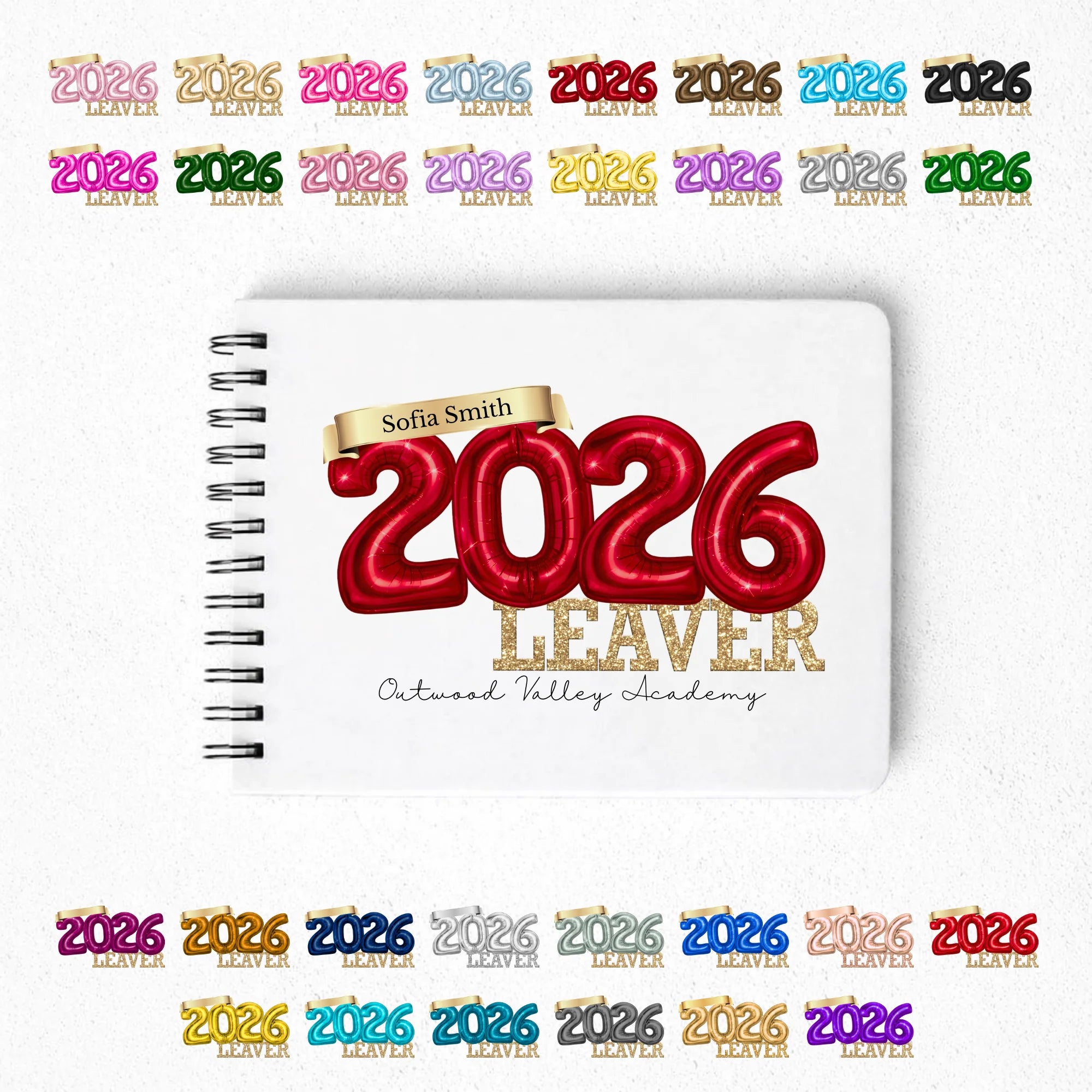 2026 Leavers Notebook - Balloon Design